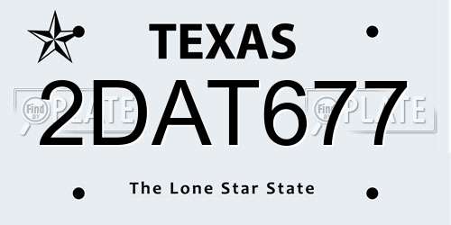 2DAT677 Texas License Plate