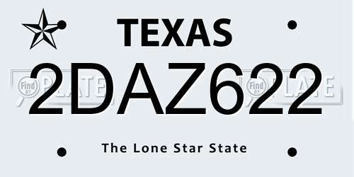 2DAZ622 Texas License Plate