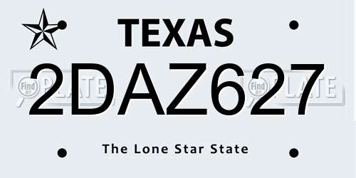 2DAZ627 Texas License Plate