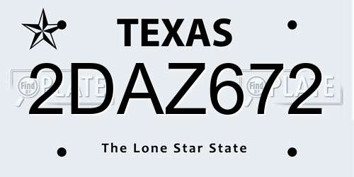 2DAZ672 Texas License Plate