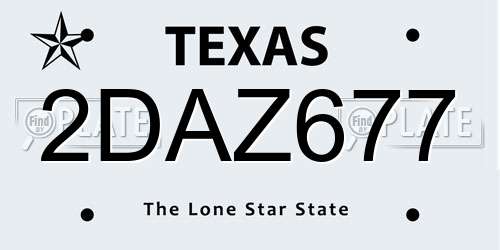 2DAZ677 Texas License Plate