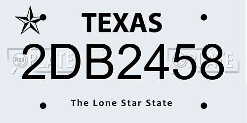 2DB2458 Texas License Plate