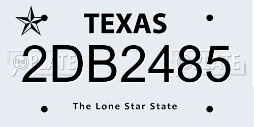2DB2485 Texas License Plate