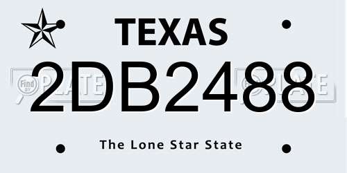 2DB2488 Texas License Plate
