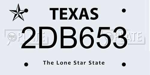 2DB653 Texas License Plate