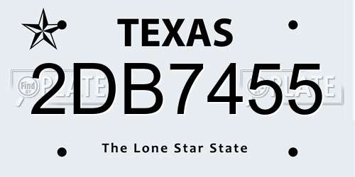 2DB7455 Texas License Plate