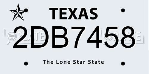 2DB7458 Texas License Plate