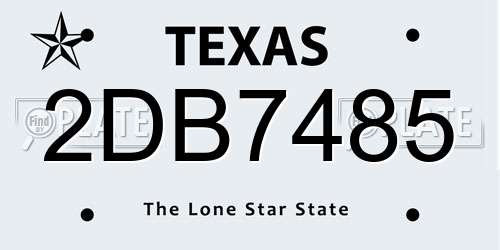 2DB7485 Texas License Plate