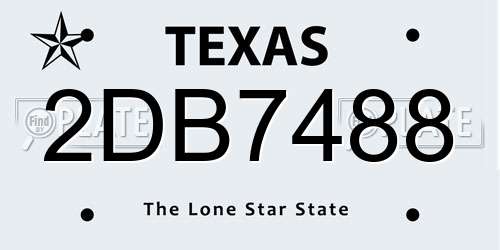 2DB7488 Texas License Plate