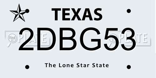 2DBG53 Texas License Plate