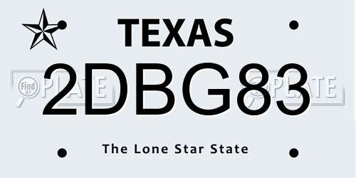 2DBG83 Texas License Plate