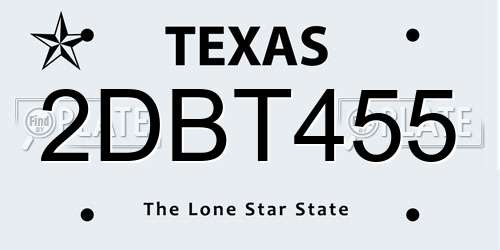 2DBT455 Texas License Plate