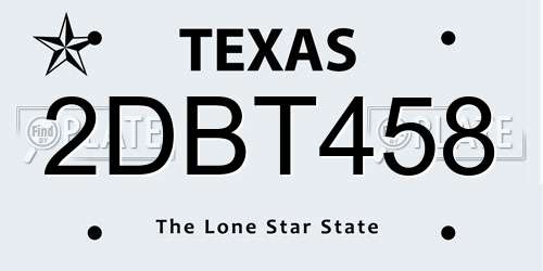 2DBT458 Texas License Plate