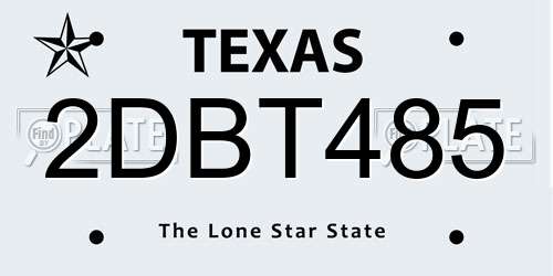 2DBT485 Texas License Plate