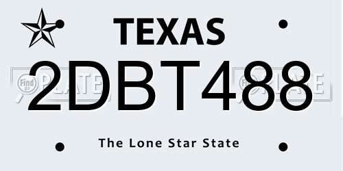2DBT488 Texas License Plate