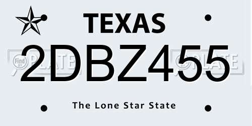 2DBZ455 Texas License Plate