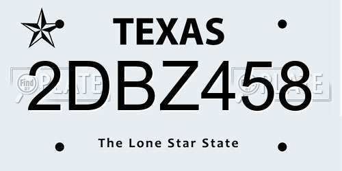 2DBZ458 Texas License Plate