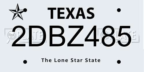 2DBZ485 Texas License Plate