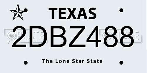 2DBZ488 Texas License Plate