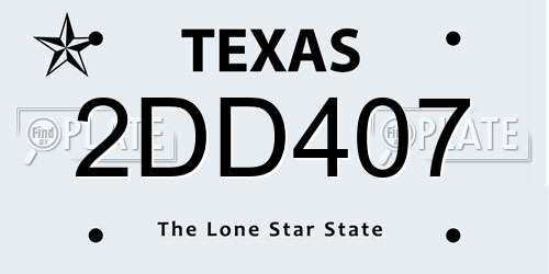 2DD407 Texas License Plate