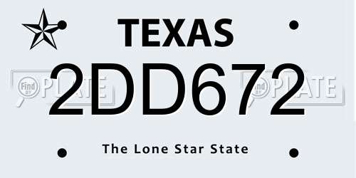 2DD672 Texas License Plate