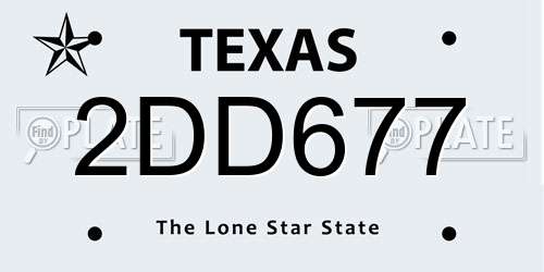 2DD677 Texas License Plate