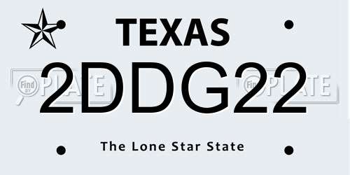 2DDG22 Texas License Plate