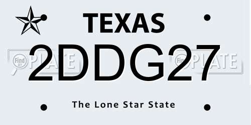 2DDG27 Texas License Plate