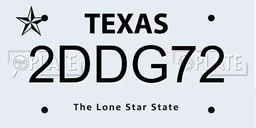 2DDG72 Texas License Plate