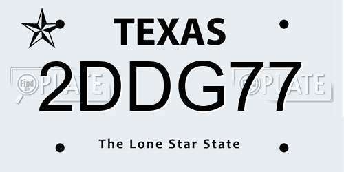 2DDG77 Texas License Plate