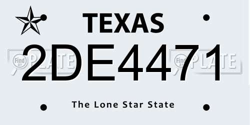 2DE4471 Texas License Plate