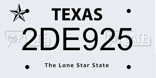 2DE925 Texas License Plate