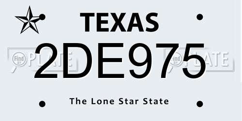 2DE975 Texas License Plate