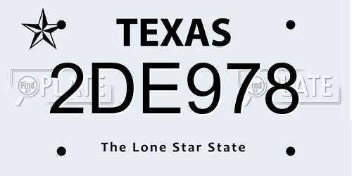 2DE978 Texas License Plate