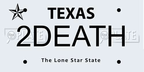 2DEATH Texas License Plate