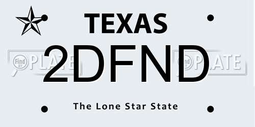 2DFND Texas License Plate
