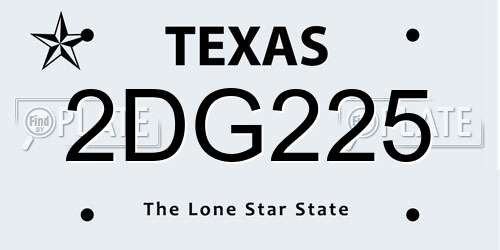 2DG225 Texas License Plate