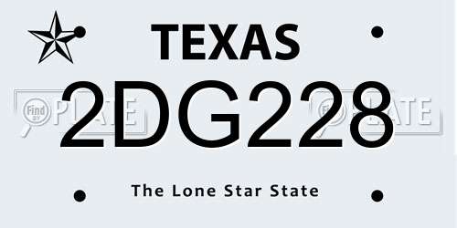 2DG228 Texas License Plate