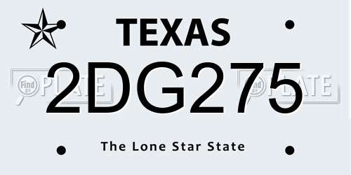2DG275 Texas License Plate