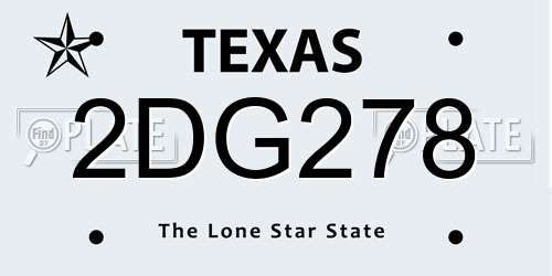 2DG278 Texas License Plate