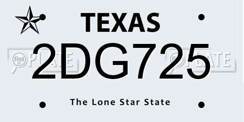 2DG725 Texas License Plate