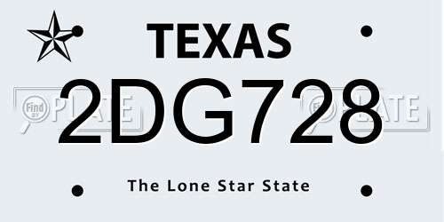 2DG728 Texas License Plate