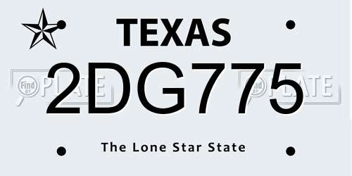 2DG775 Texas License Plate