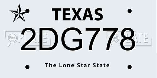 2DG778 Texas License Plate