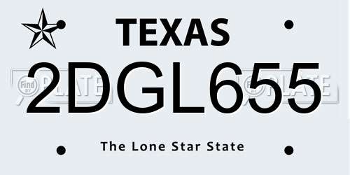 2DGL655 Texas License Plate