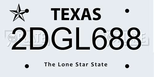 2DGL688 Texas License Plate