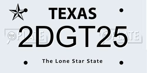 2DGT25 Texas License Plate