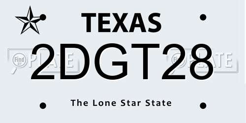 2DGT28 Texas License Plate
