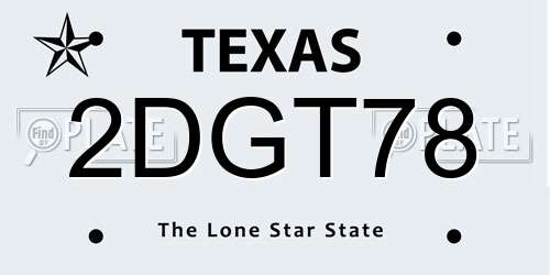 2DGT78 Texas License Plate