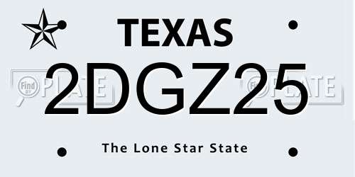 2DGZ25 Texas License Plate